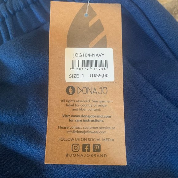 NWT DONA JO WOMENS 2 PIECE SWEATSHIRT & JOGGER "GOOD VIBES" SET NAVY SIZE 1 (SM) - Picture 12 of 15